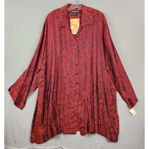 Women's Endless Knot Art Blouse Red Katcha Long Sleeve One Size NWT